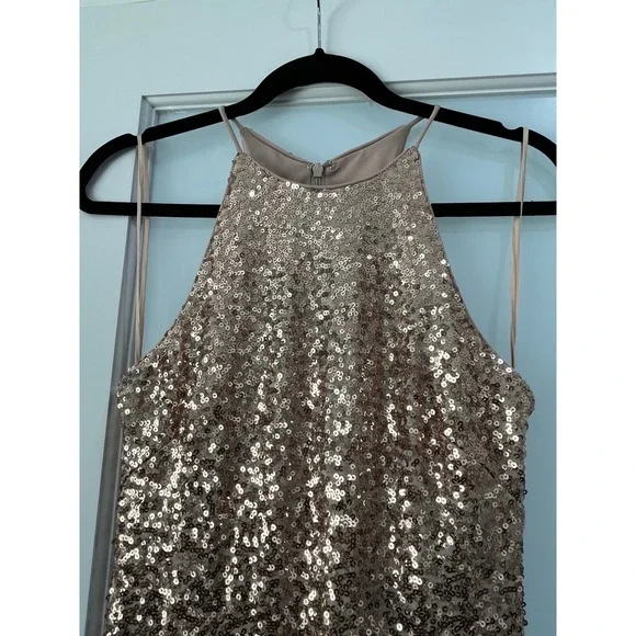 Badgley Mischka Sequin Halter Neck Gown Formal Dress Evening Party Size 6 - Picture 8 of 8